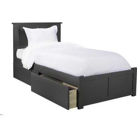 ATLANTIC FURNITURE Atlantic Furniture AR8622119 Madison Twin Platform Bed with Flat Panel Foot Board & 2 Urban Bed Drawers - Grey AR8622119
